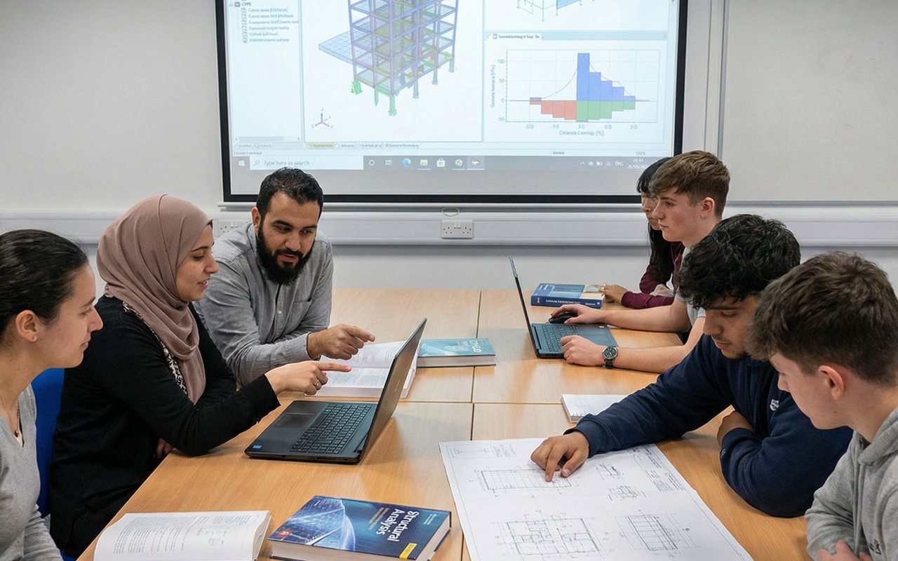 Dua peserta mengerjakan sesi pair programming berhadapan dengan laptop